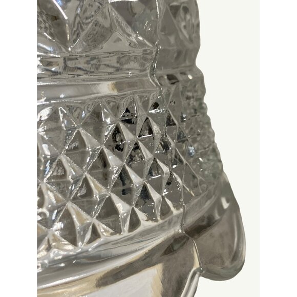 Clear Cut Glass Pedestal Bowl 8" across 7" Tall, Scalloped Edge Vintage - Picture 10 of 14